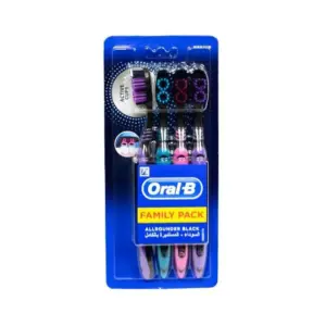 ORAL B ALLROUNDER BLACK (M) 4PCS TOOTH BRUSH
