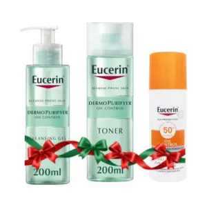 EUCERIN DERMO PURIFYER OIL CONTROL CLEANSING GEL 200ML+TONER+SUN GEL 50ML OFFER